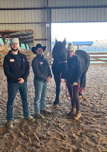 Group photo with horse doing corporate leadership