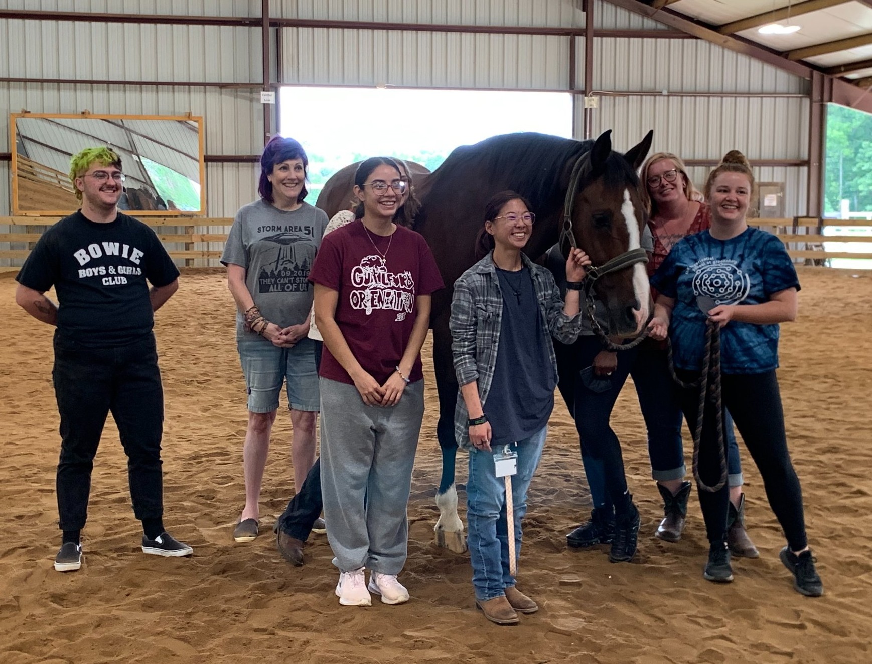 group photo with horse